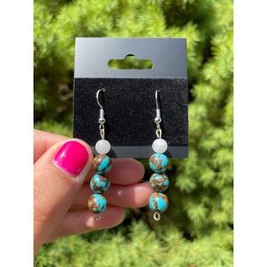 Moonstone + Siderolite Earrings | Hand Crafted | Crystal Beads